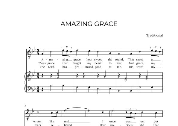 AMAZING GRACE - for piano and tenor in Bb major (arr. Alex Nunes Rodrigues)
