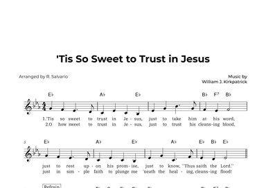 'Tis So Sweet to Trust in Jesus (Key of E-Flat Major) (arr. R. Salvario)