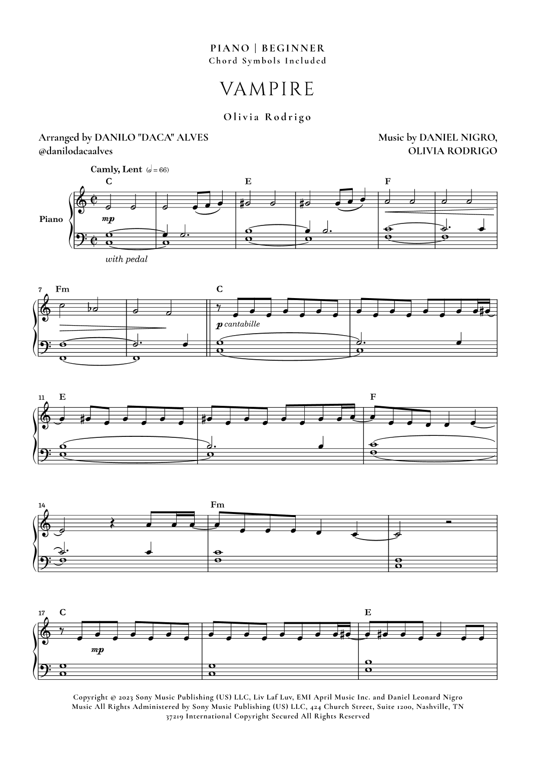 Vampire (arr. Danilo "Daca" Alves)