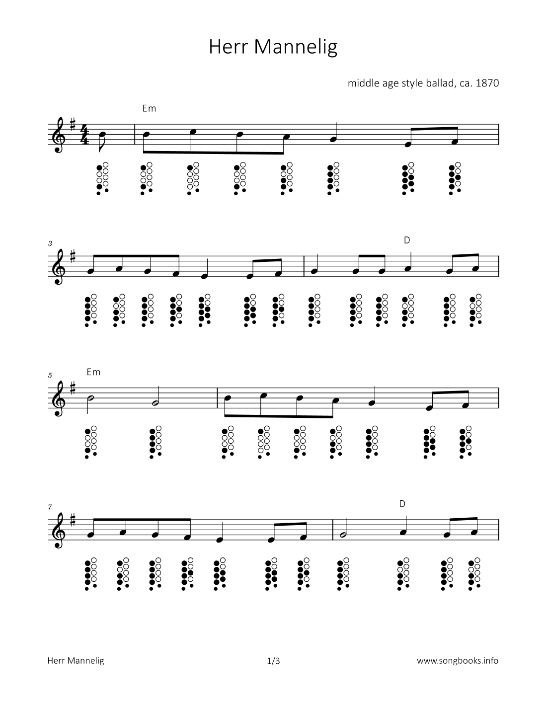 Herr Mannelig (arr. songbooks.info)
