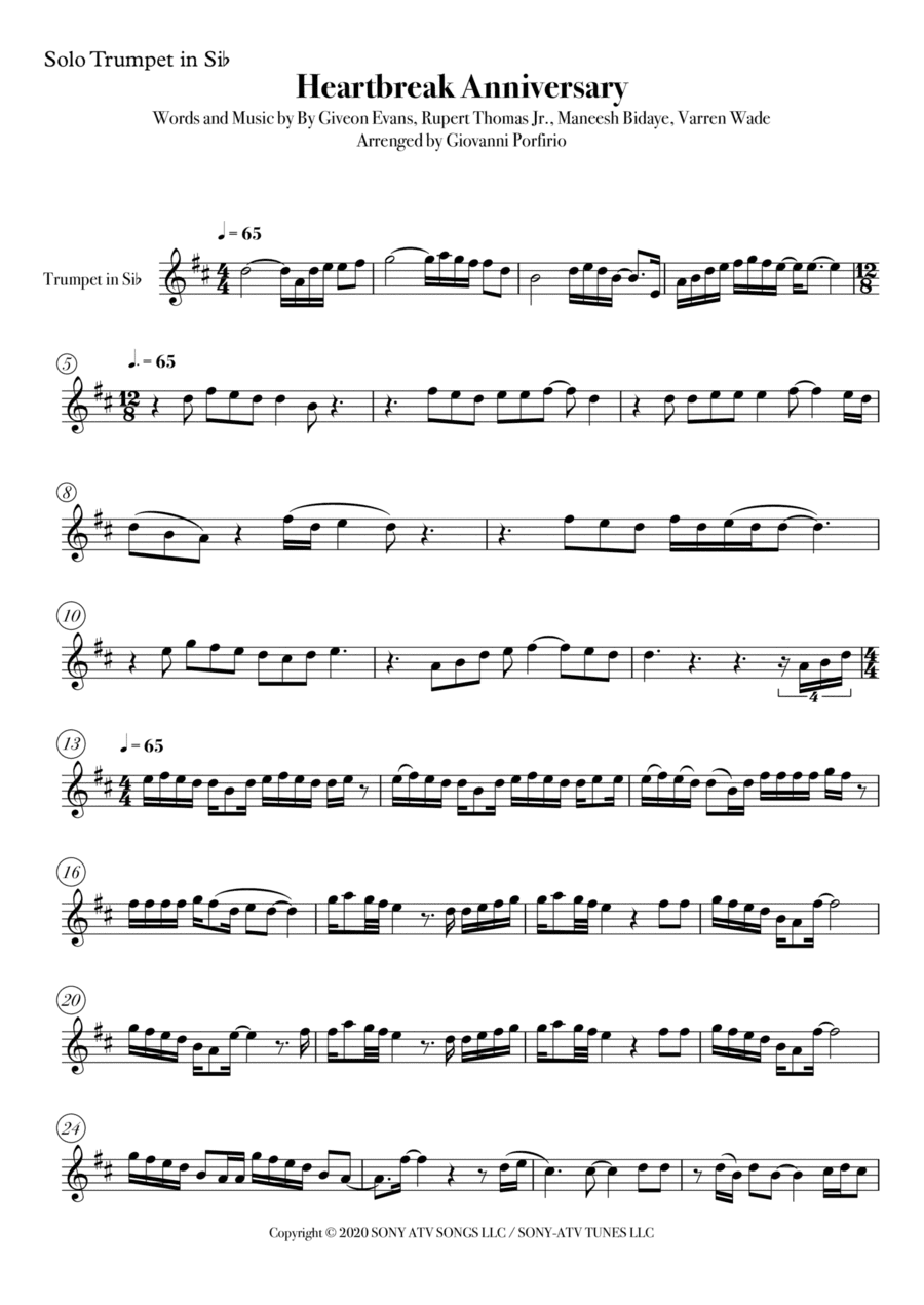 Heartbreak Anniversary (arr. Giovanni Porfirio)