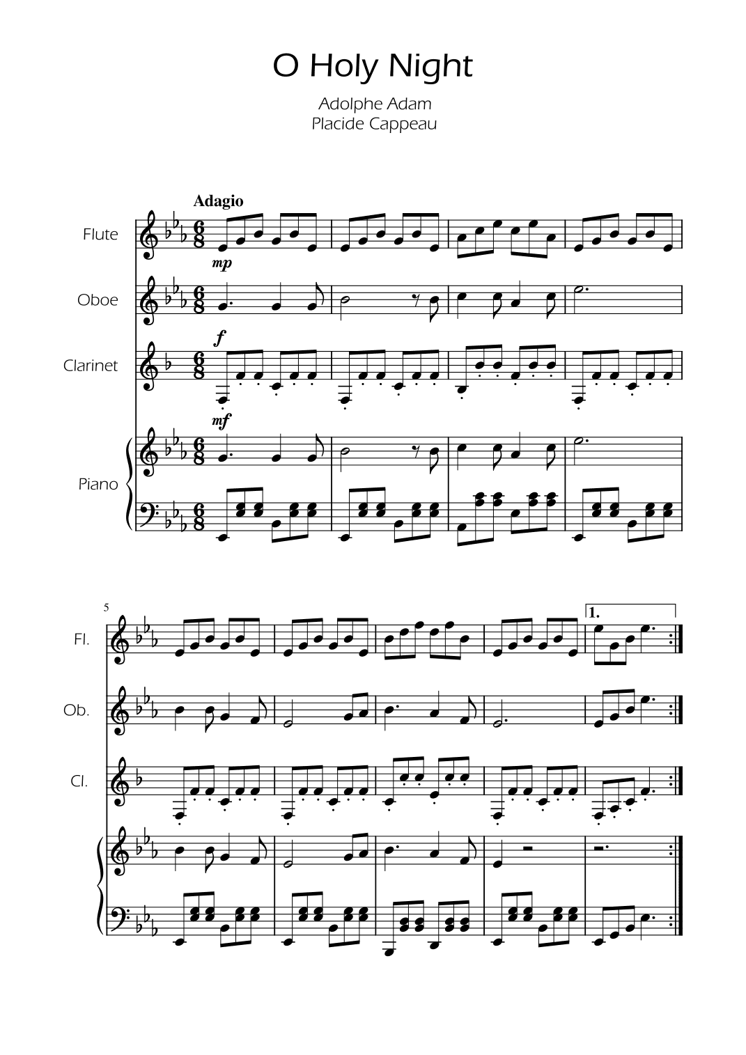 O Holy Night - Woodwind Trio w/ Piano (arr. Ygor Nunes)