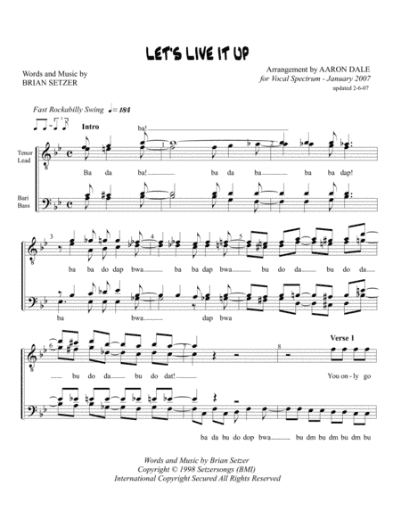 Let's Live It Up (arr. Aaron Dale)