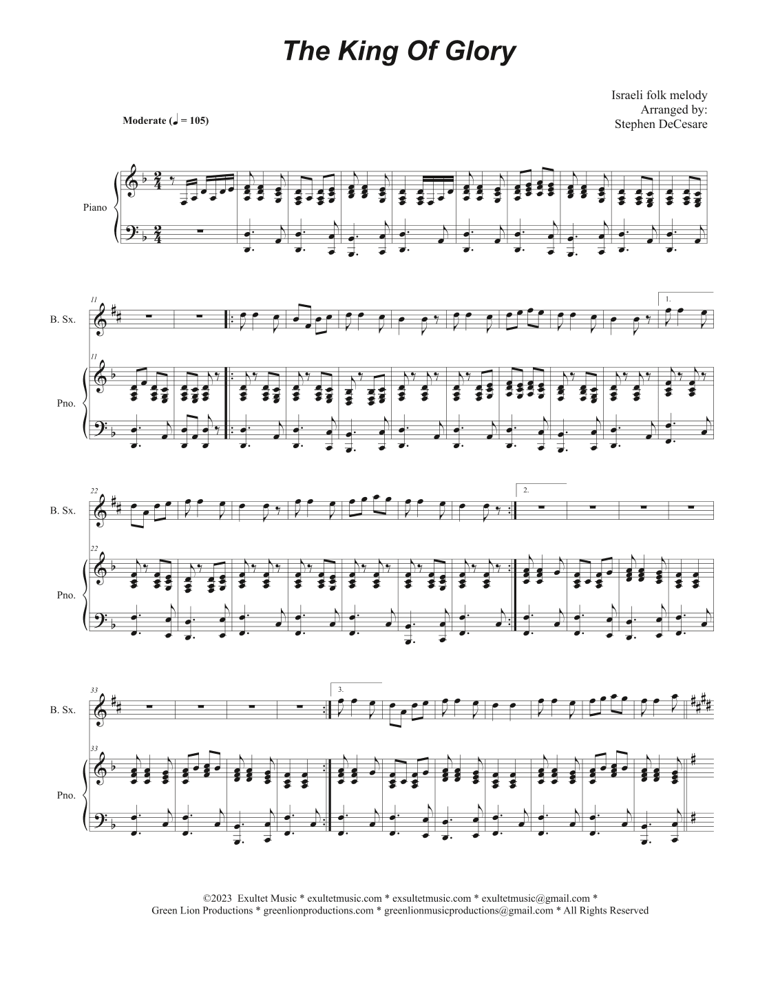 The King Of Glory (Baritone Saxophone and Piano) (arr. Stephen DeCesare)