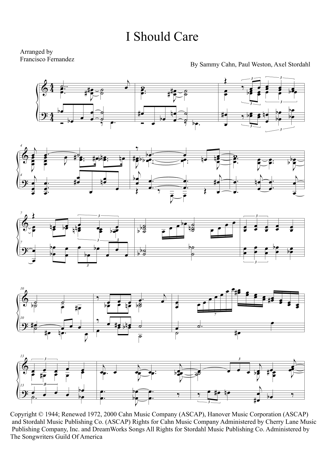 I Should Care (arr. Francisco Fernandez)