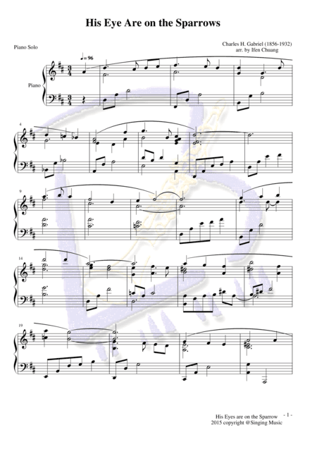 His Eyes Are on the Sparrows, for piano solo (arr. Ifen Chuang)