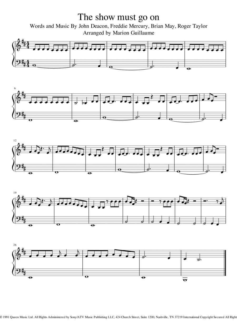 The Show Must Go On (arr. Marion Guillaume)