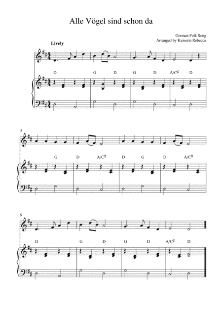 Alle Vögel sind schon da (All the Birds are there/ Spring Song) (arr. Kaiserin Rebecca)