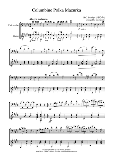 Columbine Polka Mazurka for cello and guitar (arr. Amadeus Music)