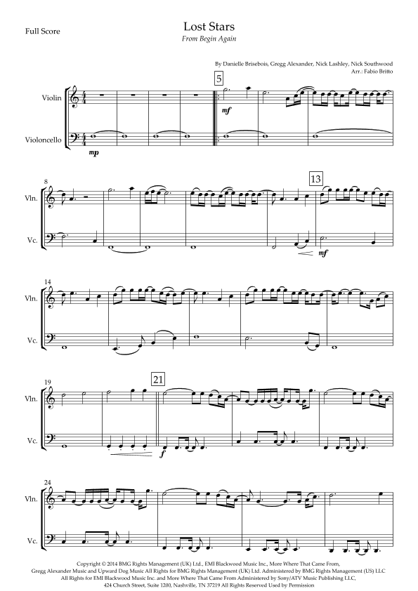 Lost Stars (arr. Fabio Britto)
