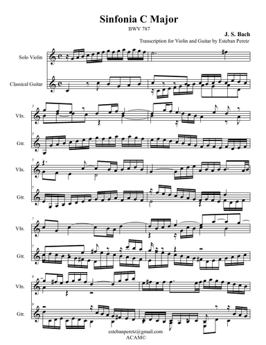 Sinfonia C Major (arr. Esteban Peretz)