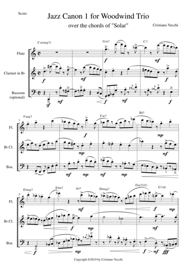 Jazz Canon 1 for Woodwind Trio