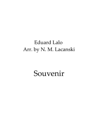 Souvenir (arr. Nick Lacanski)
