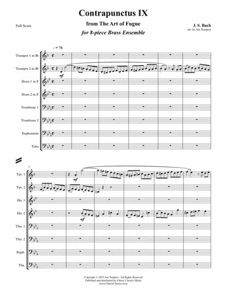 Contrapunctus IX (9) for 8-part Brass Ensemble (arr. Tempest, Jim)