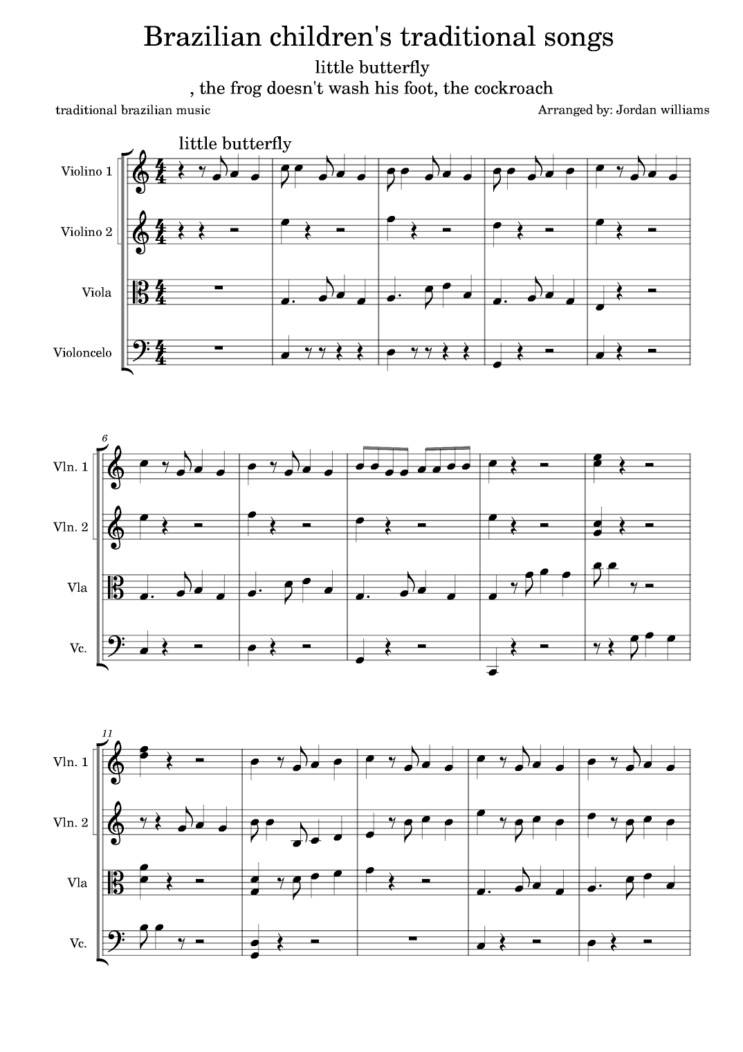 Brazilian children's traditional songs (arr. Jordan williams)