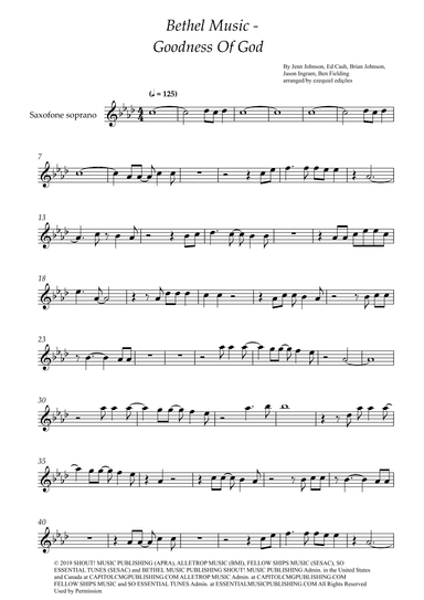 Goodness Of God - Score Only (arr. BY EZEQUIEL EDIÇÕES)