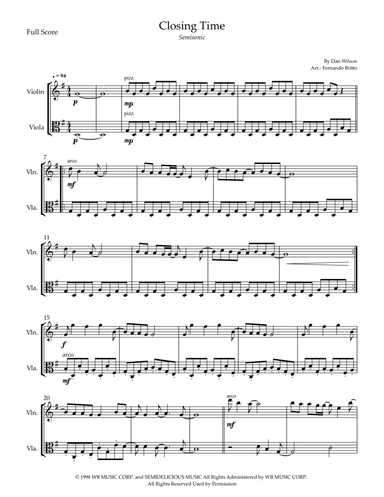 Closing Time (arr. Fernando Britto)
