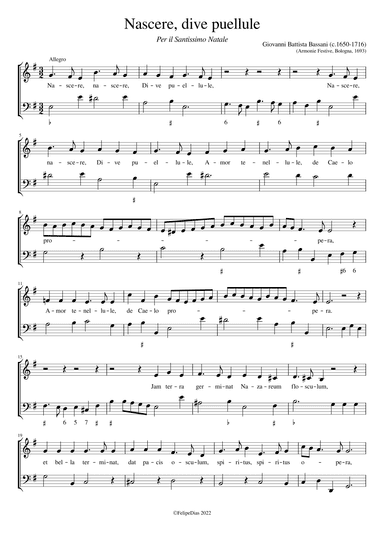 Nascere dive puellule (Em) (arr. Early Music Scores)