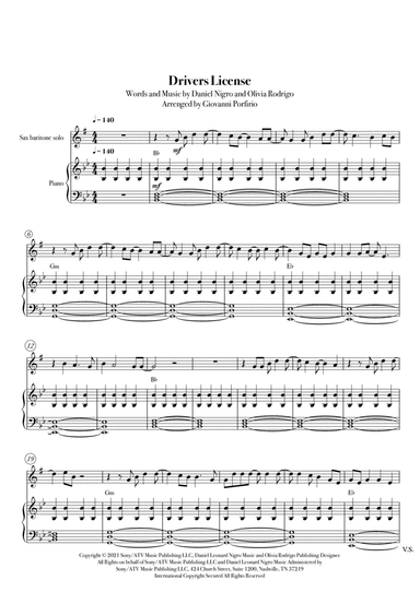 Drivers License (arr. Giovanni Porfirio)