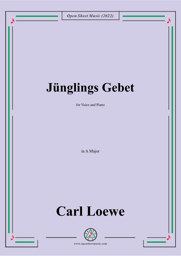 Loewe-Junglings Gebet,in A Major,for Voice and Piano (arr. OSM Press)