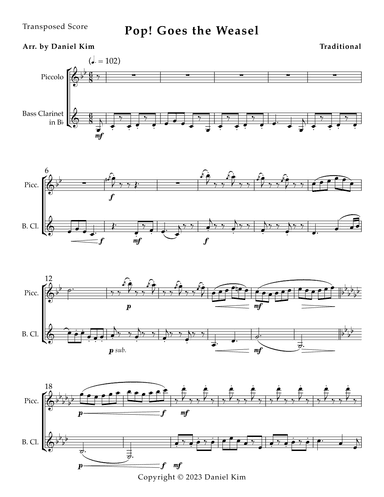 Pop! Goes the Weasel (arr. Daniel Kim)