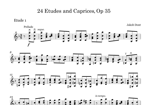 DONT 24 Etudes and Caprices Op35, for Violin No 01 (arr. String Masters)