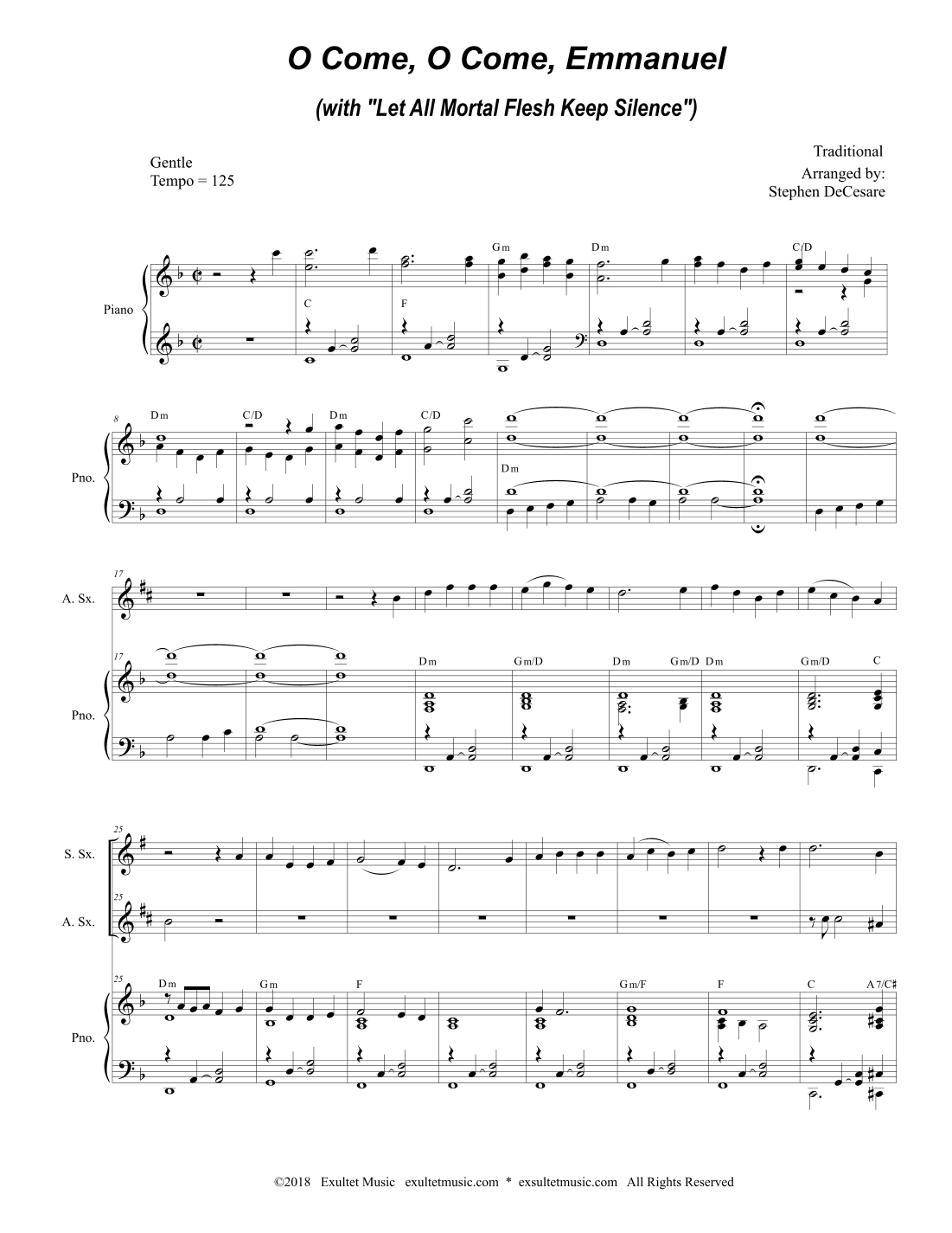 O Come, O Come, Emmanuel (with "Let All Mortal Flesh Keep Silence") (Duet for Soprano and Alto Sax) (arr. Stephen DeCesare)