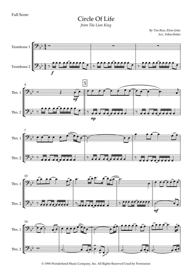 Circle Of Life (arr. Fabio Britto)
