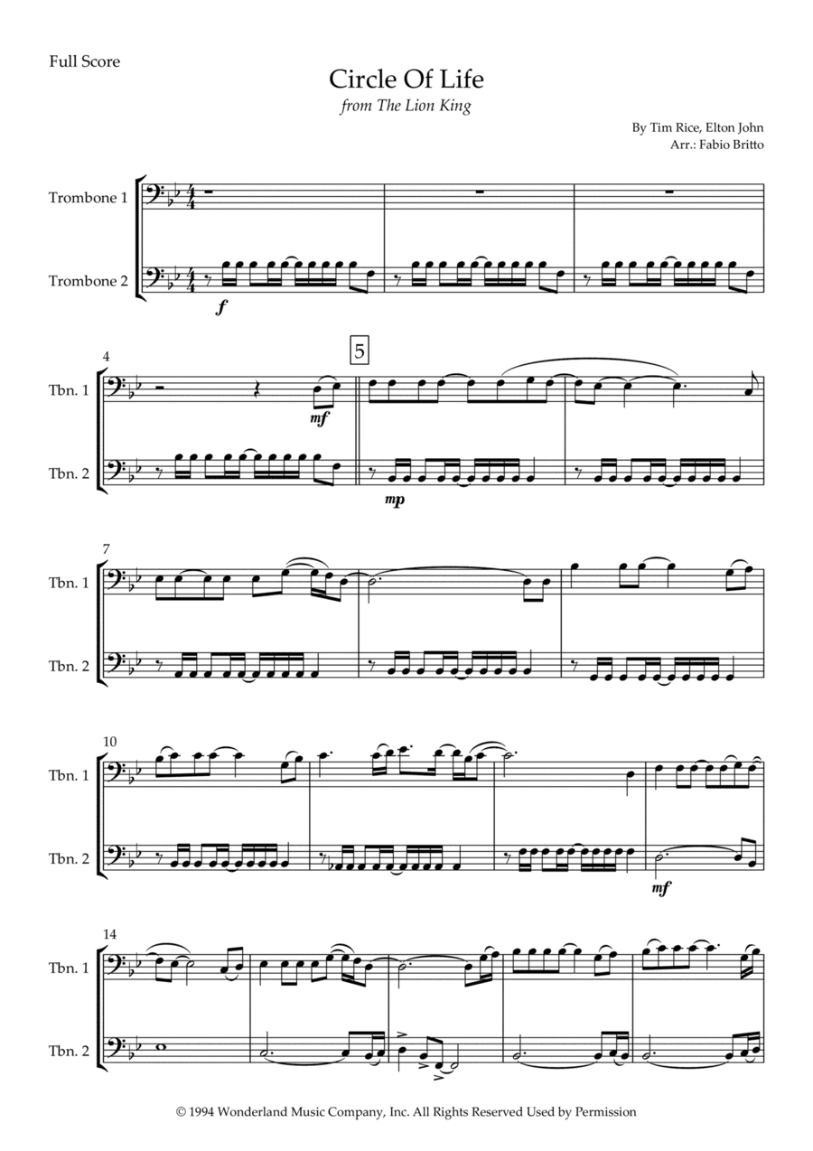 Circle Of Life (arr. Fabio Britto)