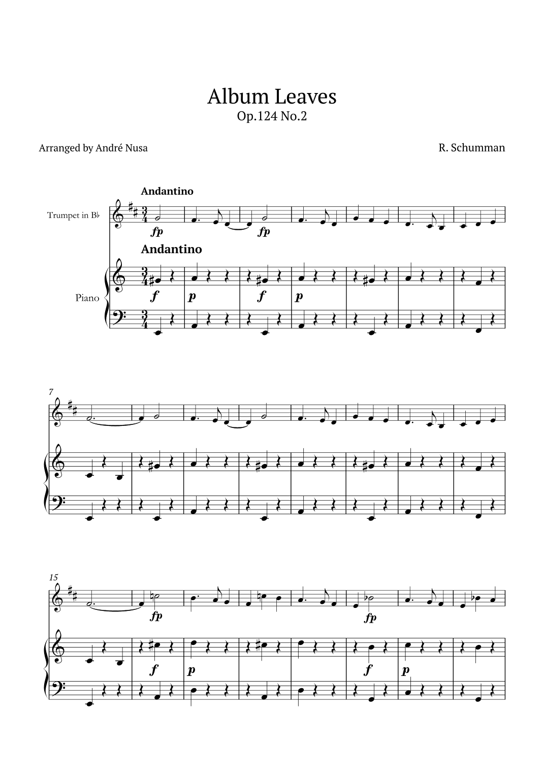 Album Leaves Op.124 No.2 (arr. André Nusa)