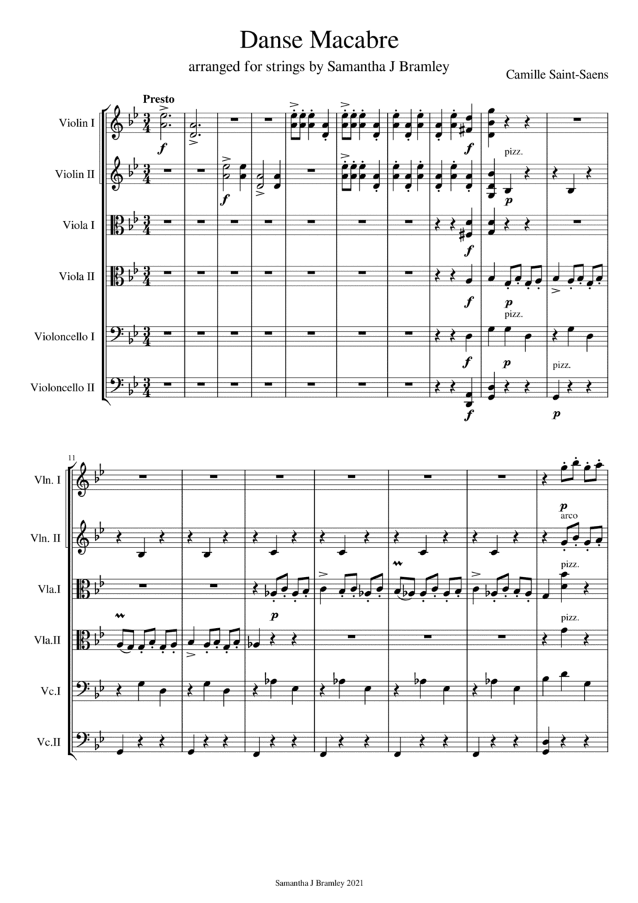 Danse Macabre by Saint-Saens (for string sextet) (arr. Samantha J Bramley)