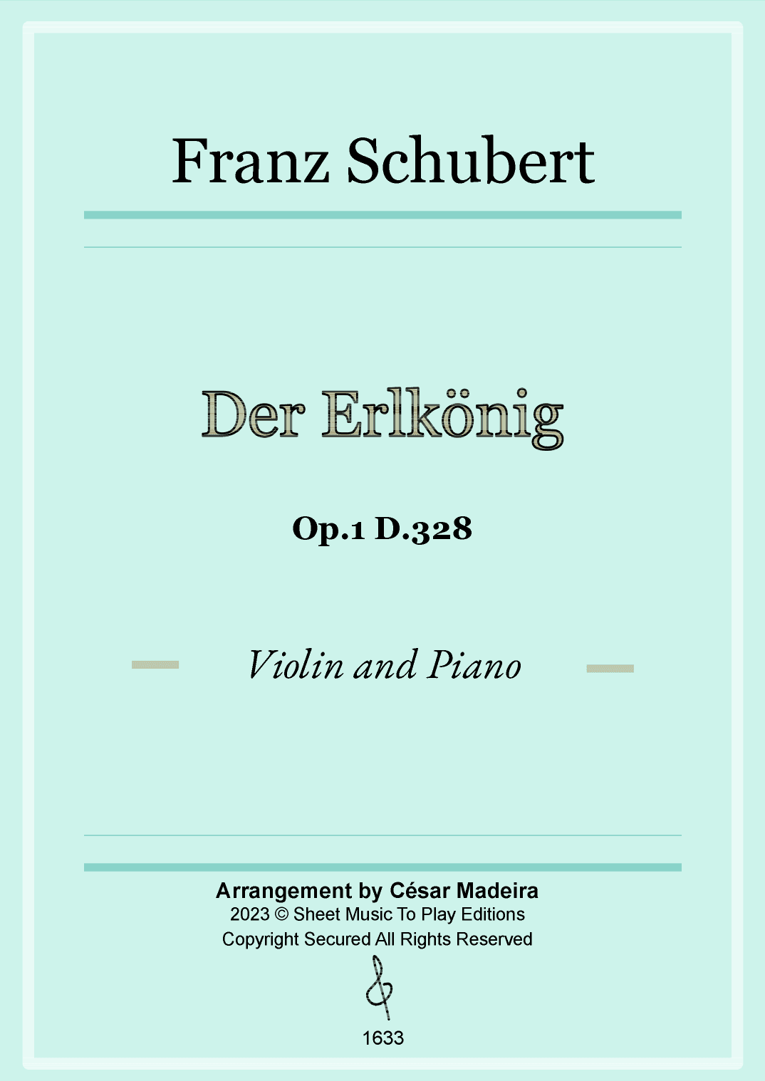 Der Erlkönig by Schubert - Violin and Piano (Full Score and Parts) (arr. César Madeira)