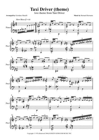 Taxi Driver (theme) (arr. Giordano Maselli)