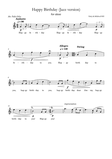 Happy Birthday (jazz version) (arr. Pedro Cohen)