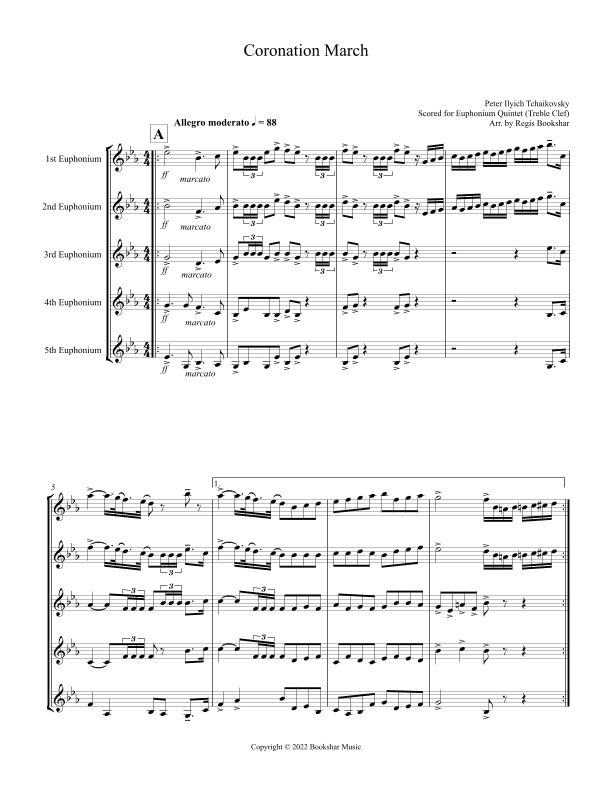 Coronation March (Db) (Euphonium Quintet - Treble Clef) (arr. Regis Bookshar)