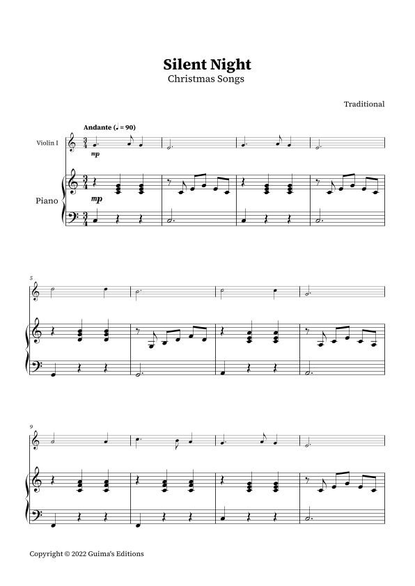 Silent Night (arr. Guima's Editions)