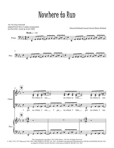 Nowhere To Run (arr. Gregory Amerind)