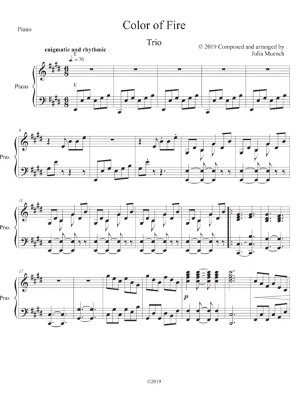 Color of Fire : piano part