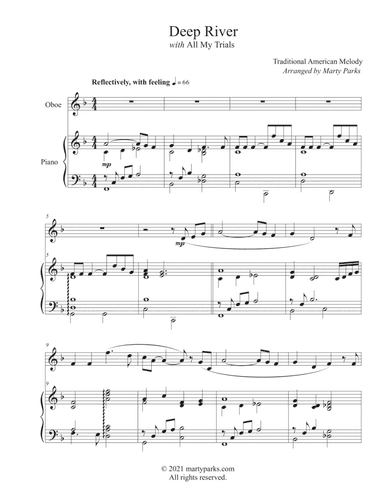 DEEP RIVER with All My Trials (Oboe-Piano) (arr. Marty Parks)