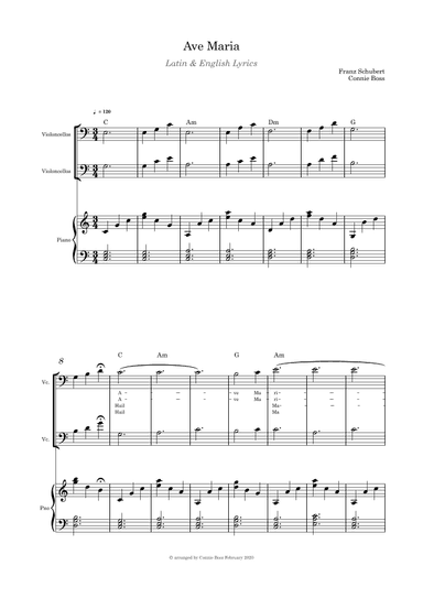 Ave Maria - Cello duet and piano (arr. Connie Boss)