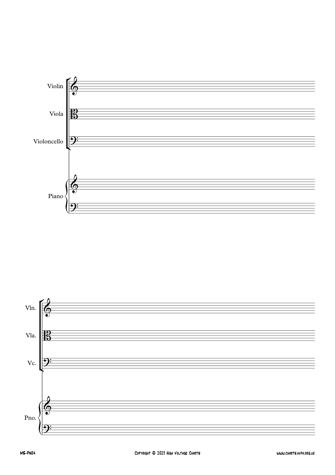 Manuscript Paper - Piano Quartet