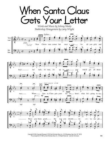 When Santa Claus Gets Your Letter (arr. Larry Wright)