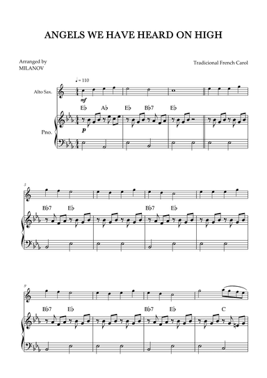 Angels We Have Heard on High | Christmas song | alto sax | easy beginner | Chords (arr. Milanov)