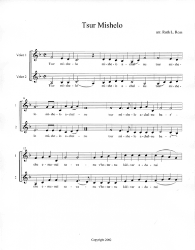 Tsur Mishelo (arr. Ruth L. Ross)