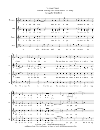 P.s. I Love You (arr. Erkki Sipilä)