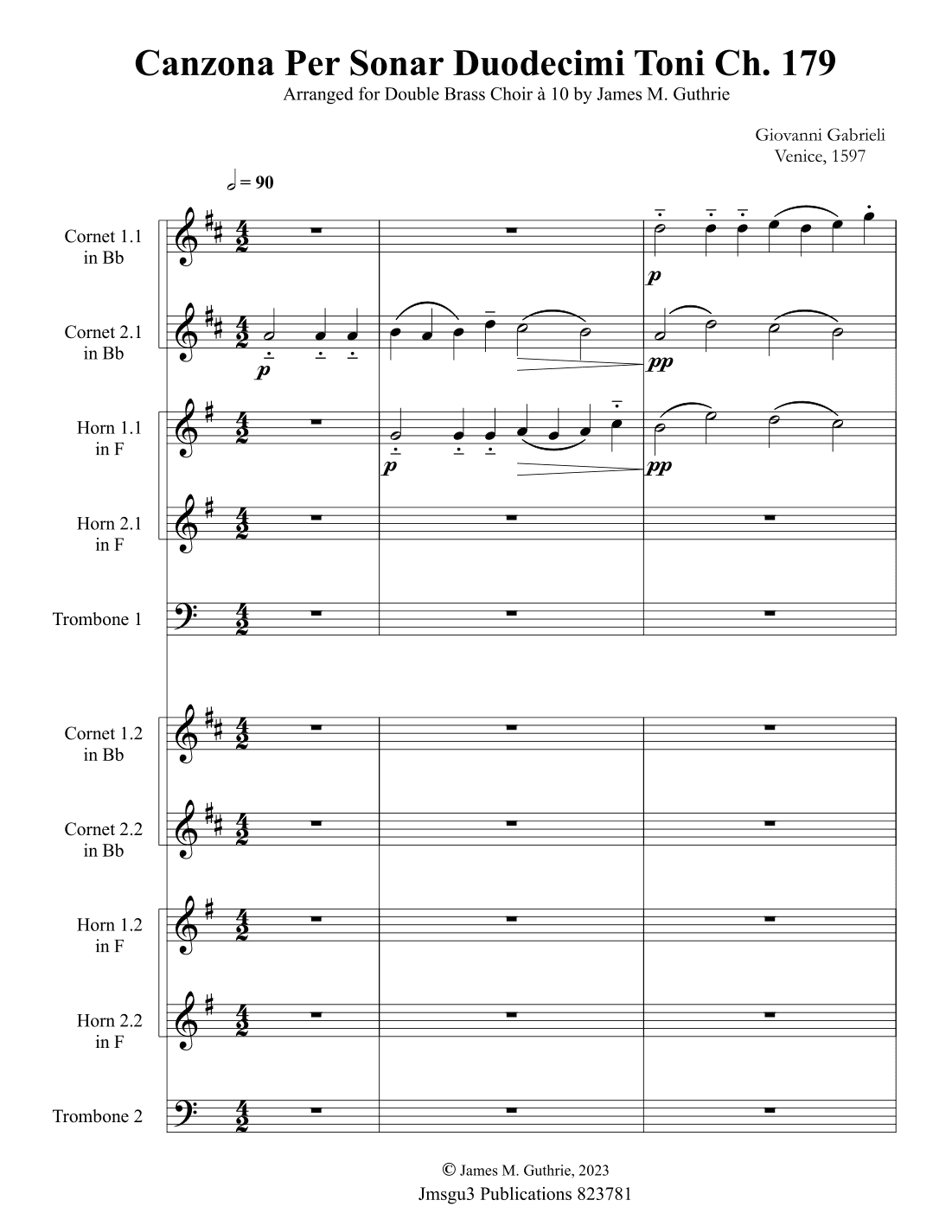 Gabrieli: Canzon per Sonar Ch 179 for Double Brass Choir à 10 (arr. James M. Guthrie)