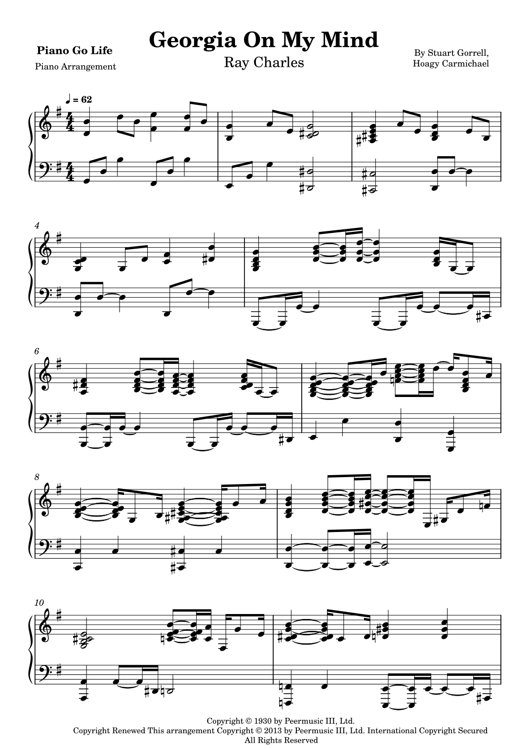 Georgia On My Mind (arr. Piano Go Life)