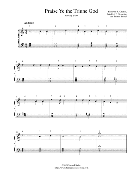 Praise Ye the Triune God (Praise Ye the Father) - for easy piano (arr. Samuel Stokes)