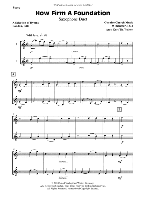 How Firm A Foundation (arr. Gert Th. Walter)