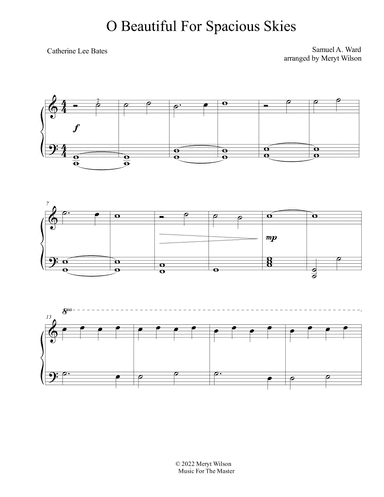 O Beautiful For Spacious Skies elementary piano solo (arr. Meryt Wilson)